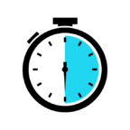 Relógio estilizado com metade em azul