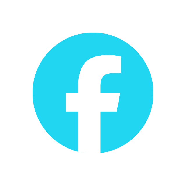 Ícone de rede social, f azul em círculo.