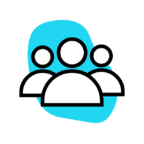 Ícones de pessoas em fundo azul