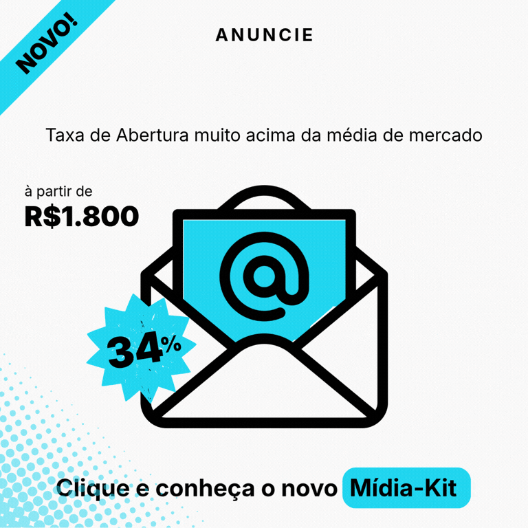 Anúncio mídia-kit com ícone de e-mail e preço