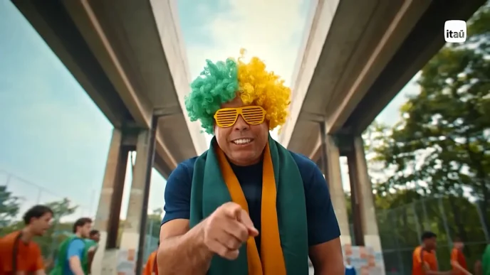 Torcedor brasileiro com peruca verde e amarela