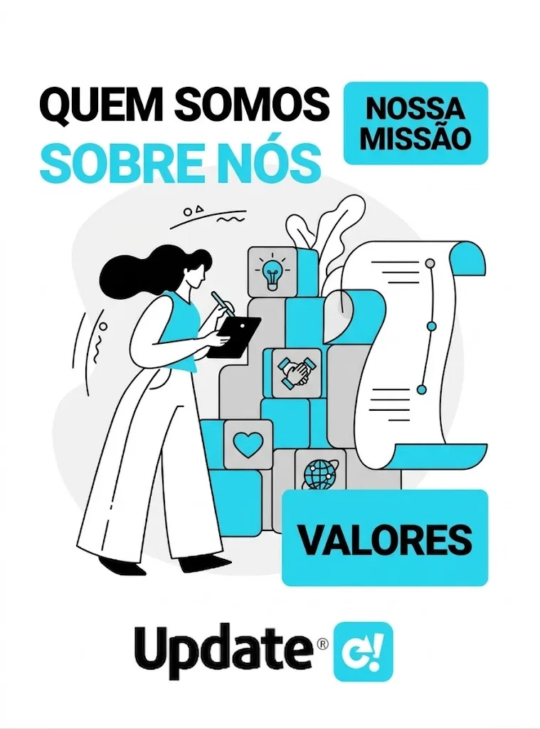 Ilustração sobre missão, valores e quem somos