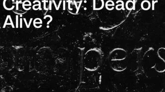 Texto sobre criatividade em fundo escuro