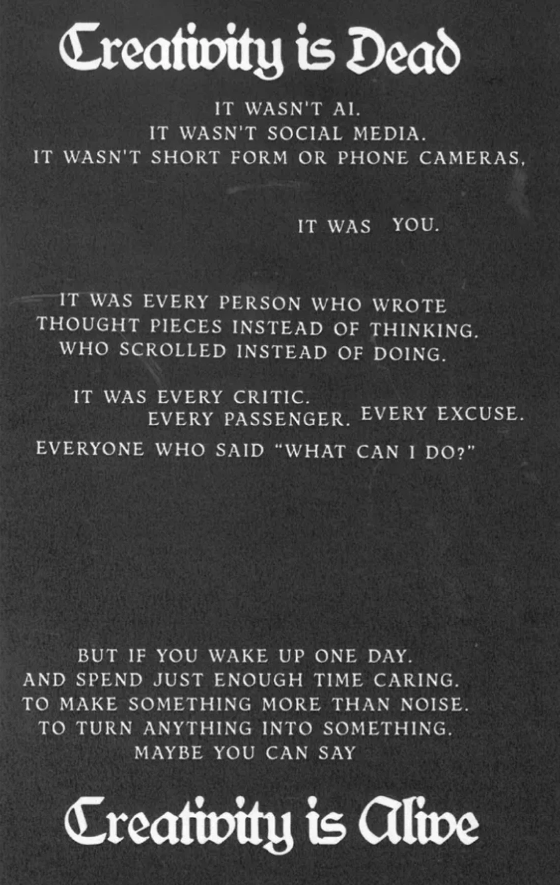 Texto sobre criatividade e responsabilidade pessoal