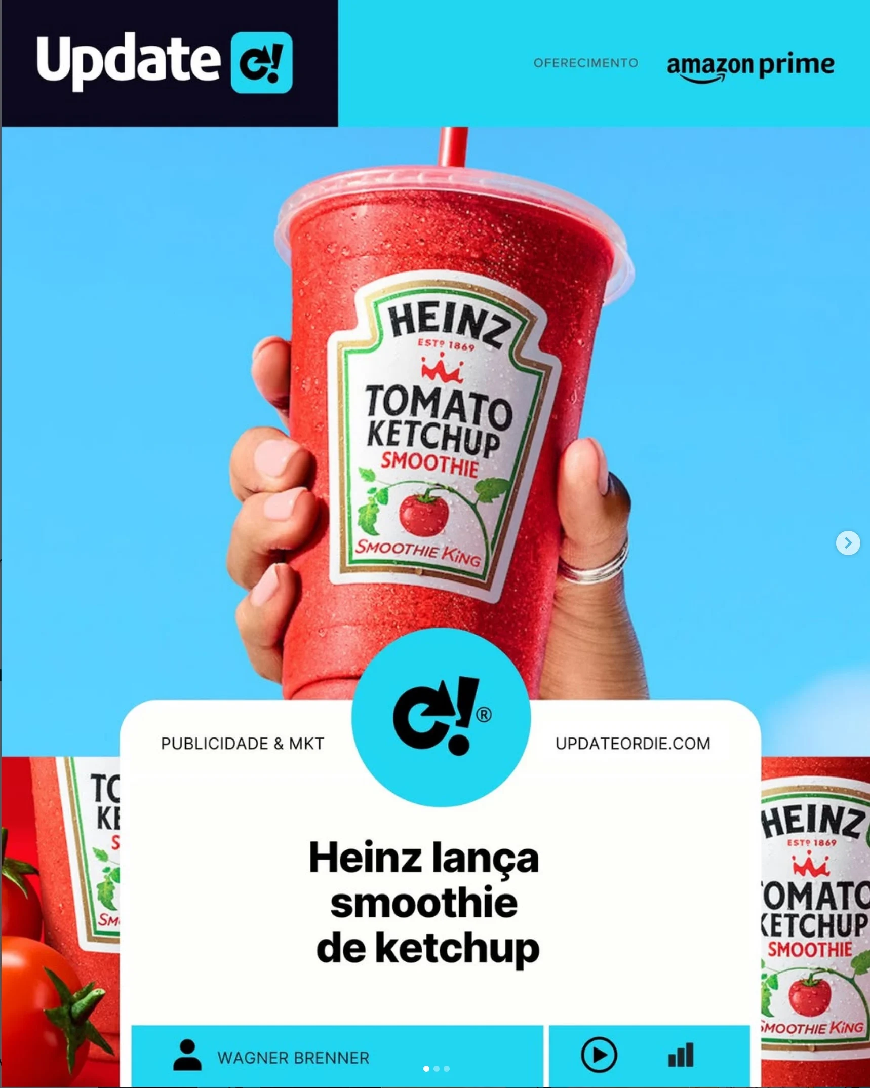 Copo de smoothie de ketchup Heinz na mão