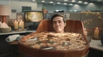 Homem relaxa em ofurô no escritório.