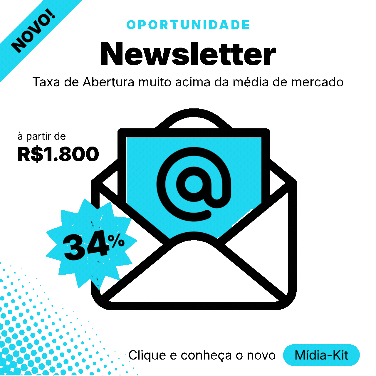 Anúncio de newsletter com taxa de abertura 34%