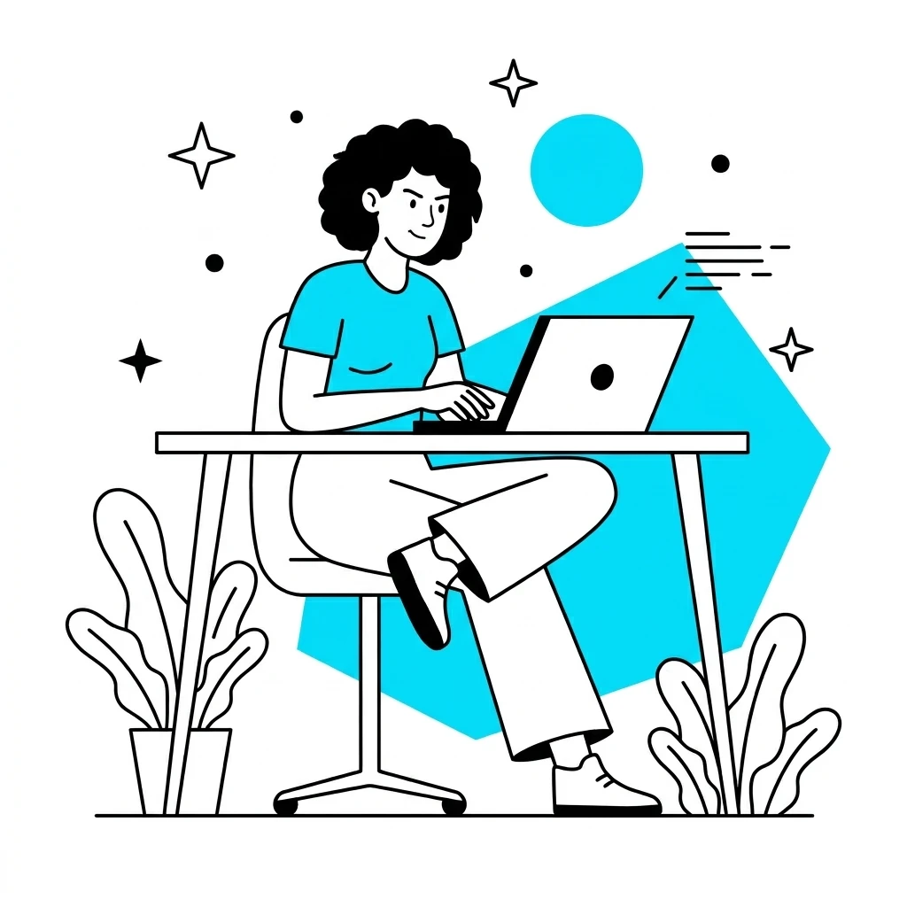 Ilustração de pessoa trabalhando no laptop