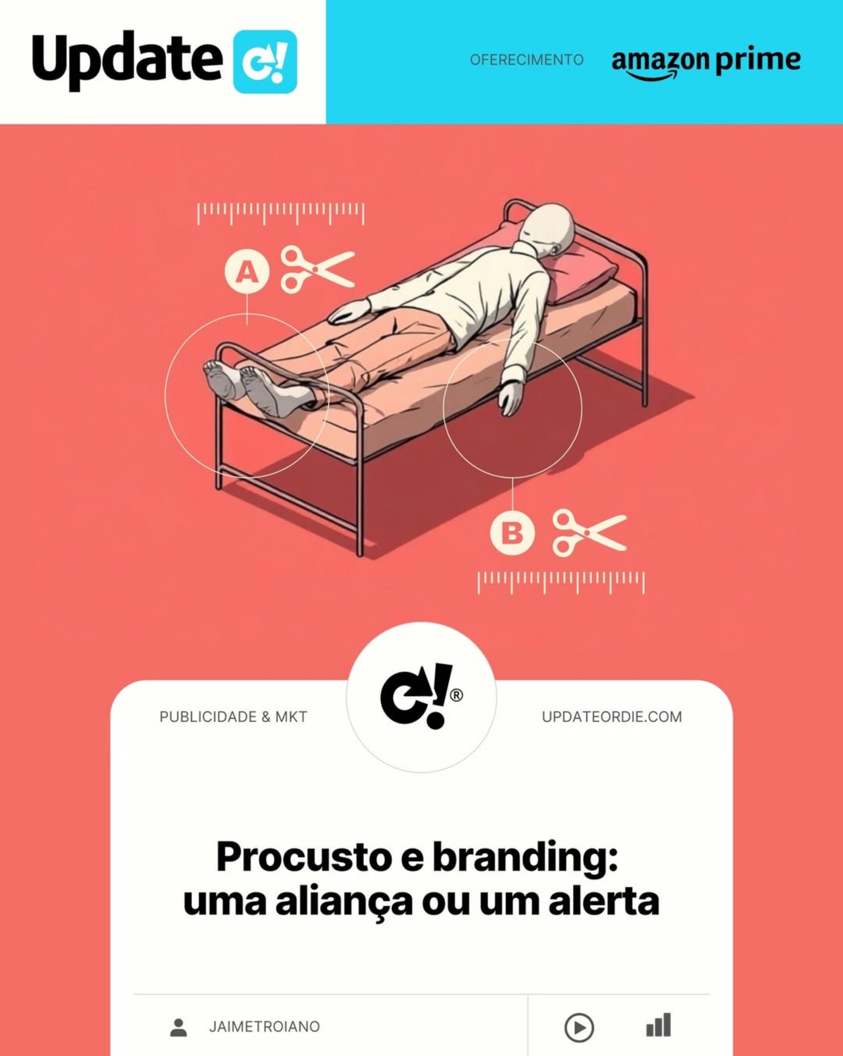Ilustração do mito de Procusto aplicada ao branding