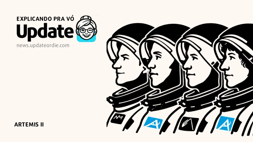 Ilustração de astronautas da missão Artemis II