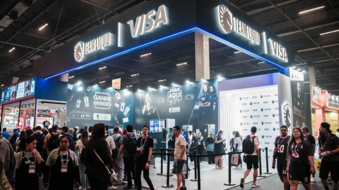 Estande da Visa e Team Liquid em evento
