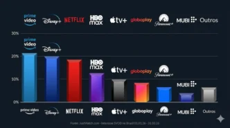 Gráfico de participação dos streamings no Brasil