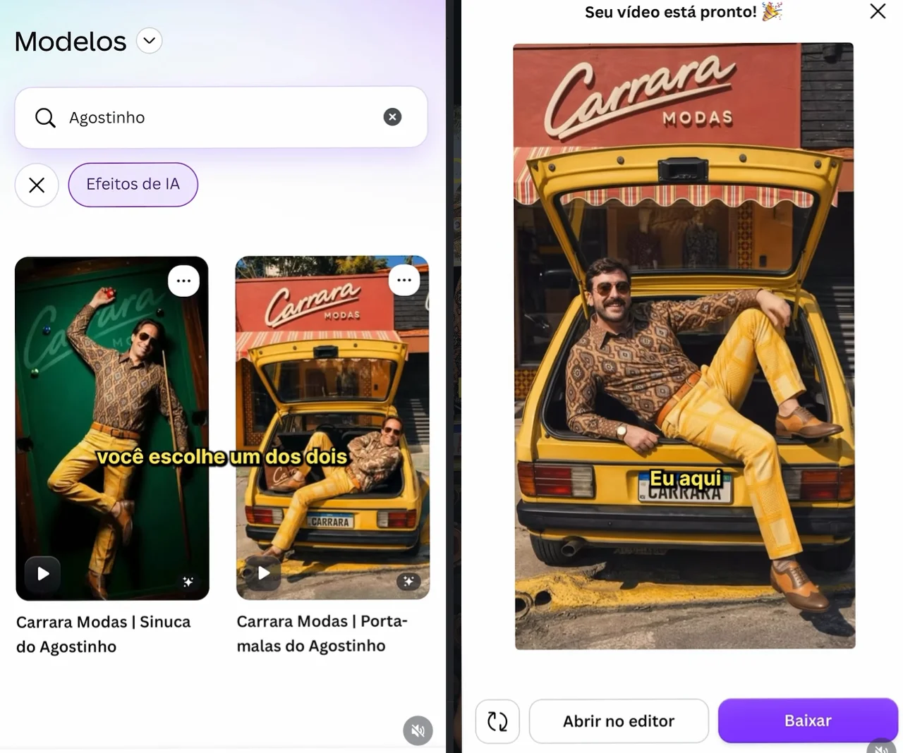 Homem posando no porta-malas de carro amarelo