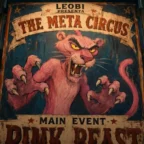 Cartaz vintage de circo com Pantera Cor-de-Rosa