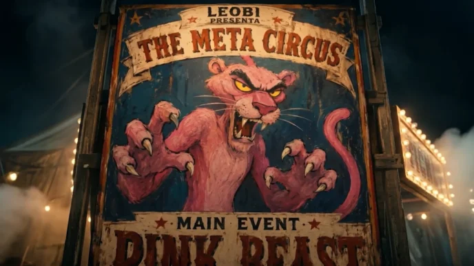 Cartaz vintage de circo com Pantera Cor-de-Rosa