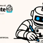 Robô escrevendo sobre inteligência artificial