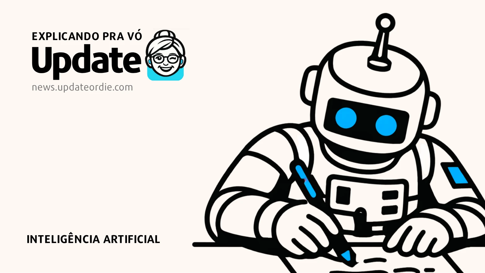 Robô escrevendo sobre inteligência artificial