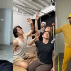 Colagem com pessoas posando em estúdio