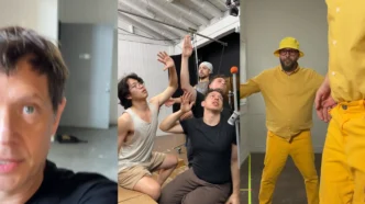 Colagem com pessoas posando em estúdio