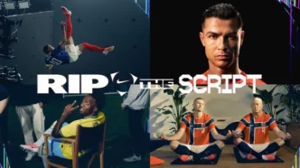 Montagem de campanha esportiva com jogadores de futebol