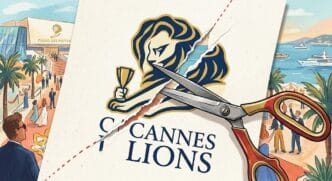 Tesoura cortando logotipo do Cannes Lions