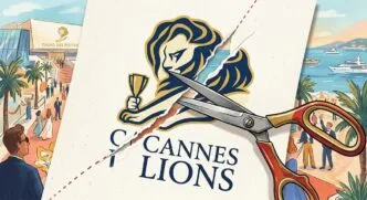 Tesoura cortando logotipo do Cannes Lions