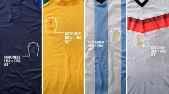 Camisas de futebol com manchas em formato de troféu