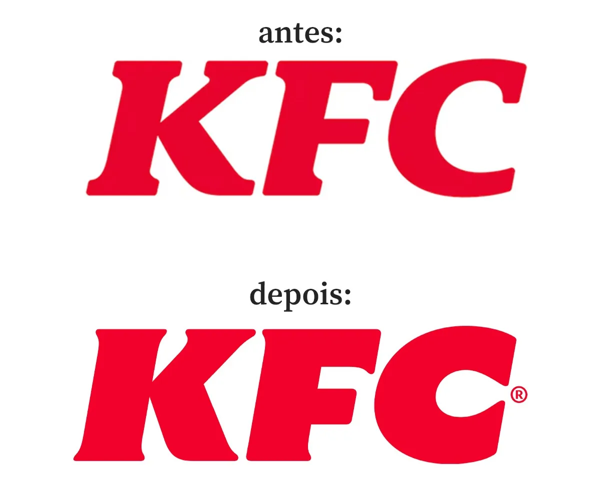 Comparação entre logo antigo e novo do KFC