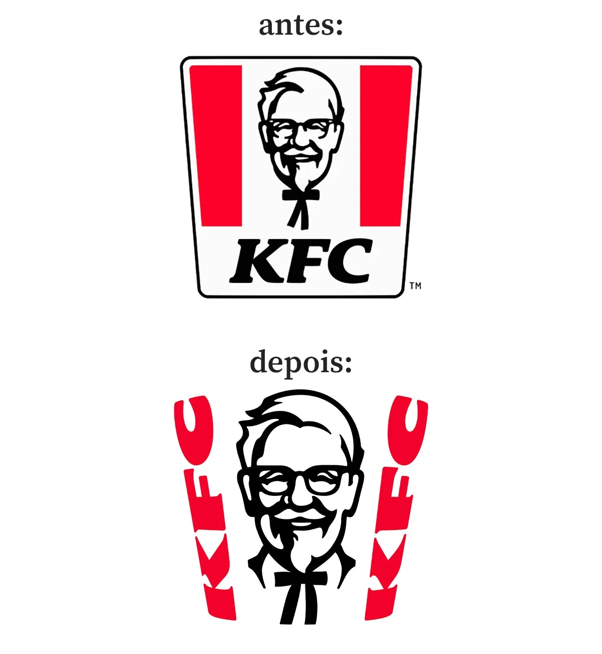 Comparação entre logo antigo e novo do KFC