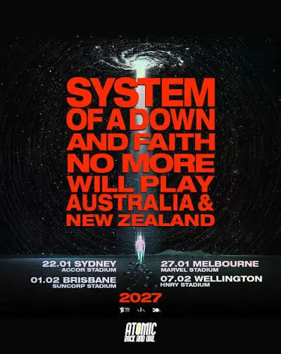 Cartaz da turnê de Faith No More e System of a Down